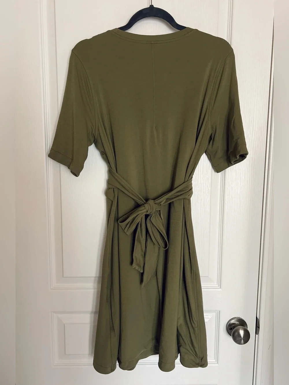 Lululemon Cotton Wrap-Front T-Shirt Dress in Bronze Green size 10
